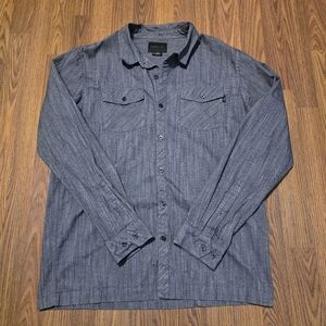 O'Neill Mens Large Long Sleeve Button Down Shirt Gray Casual Surf Skate E4